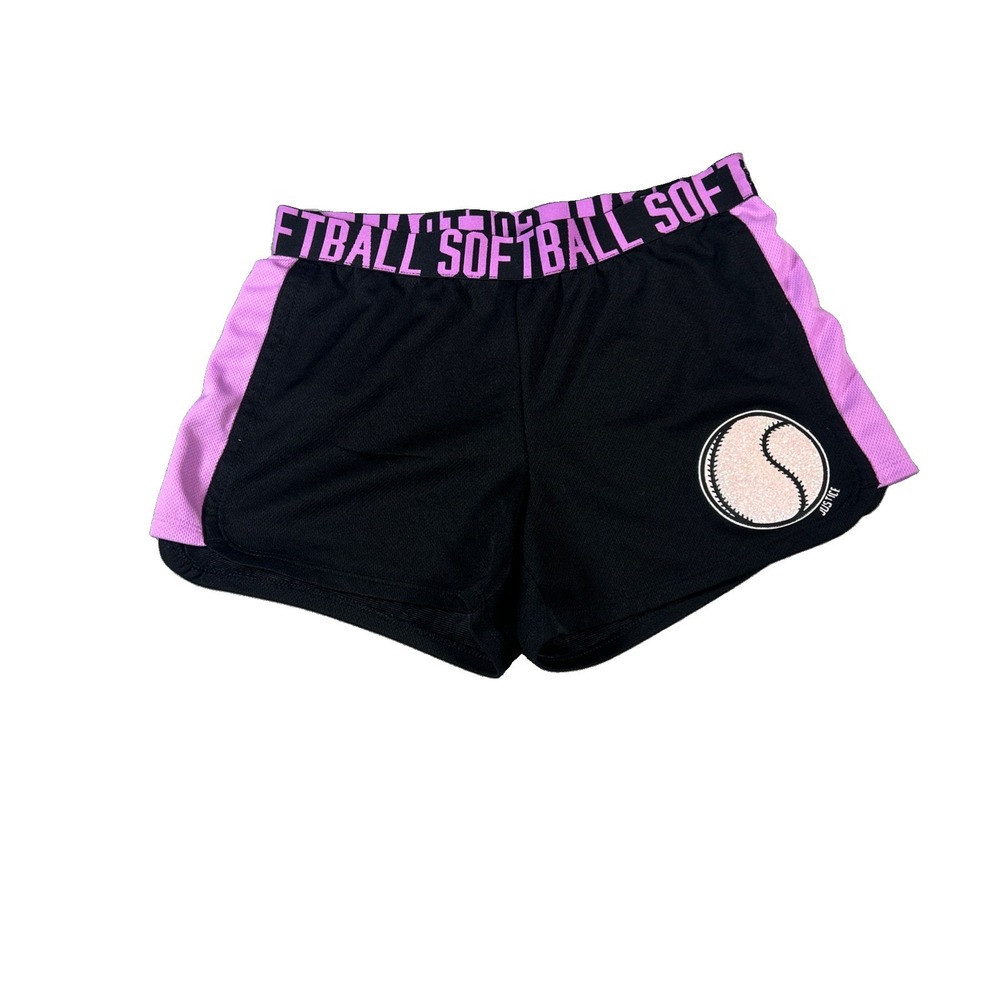 Justice Girls Softball Shorts Purple Black Athletic Activewear Size M